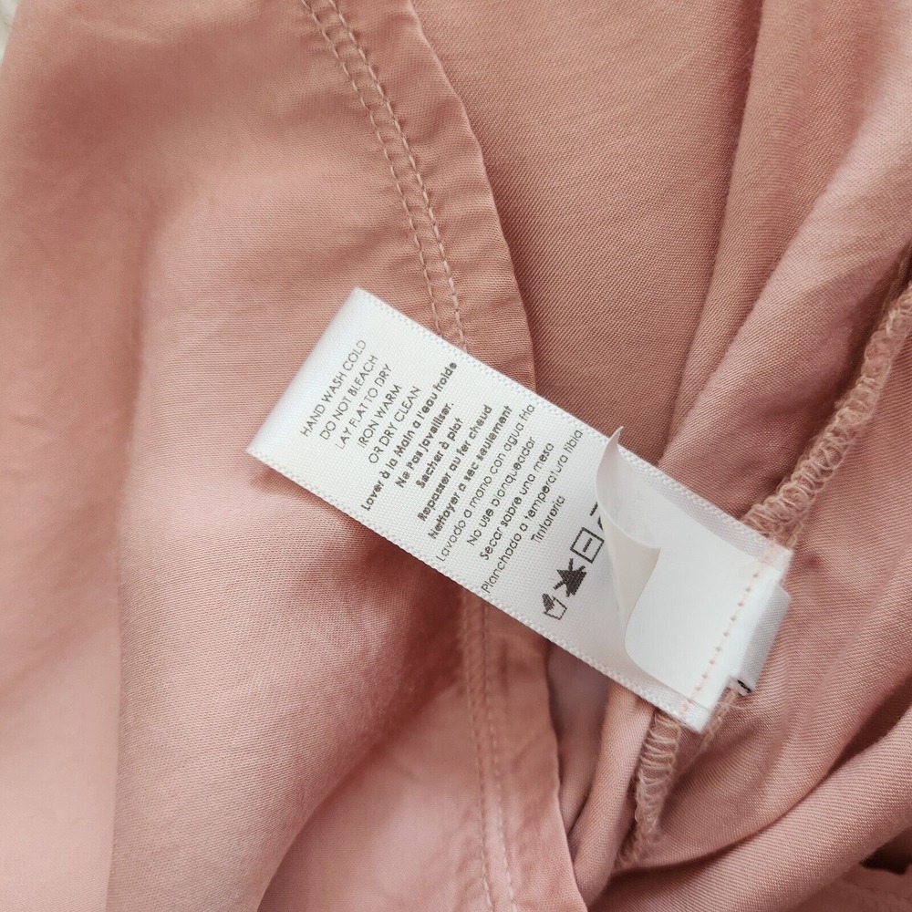 Nation Ltd June Satin V-Neck Pink T-Shirt Top Women's Small Silky Short Sleeves - Picture 9 of 10